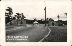 Main Entrance, Camp Edwards Postcard