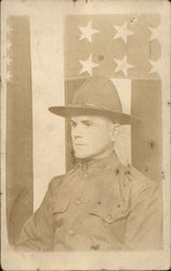 Portrait of Soldier (Sam) with US Flag World War I Postcard Postcard Postcard