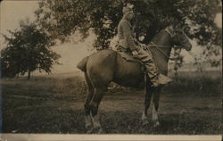 Man on Horse Military Postcard Postcard Postcard