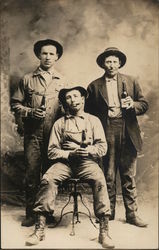 Three drinking men Postcard Postcard Postcard