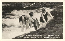 Three Women Bathing In Falls Black River Falls, WI Postcard Postcard Postcard