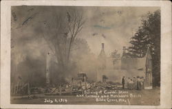 Burning of Gould's Store and Framers and Merchants Bank Bible Grove, IL Postcard Postcard Postcard