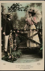 Portrait of Couple on Bridge Postcard