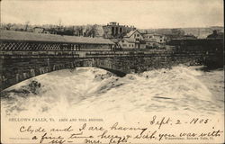 Arch and Toll Bridges Bellows Falls, VT Postcard Postcard Postcard