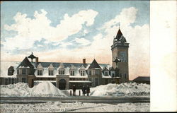 The Union Station in Winter Portland, ME Postcard Postcard Postcard