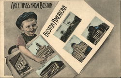 Greetings from Boston Multi View Postcard