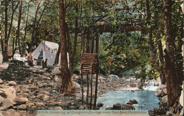 Camping at Congress Springs San Jose, CA Postcard