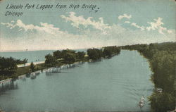 Lincoln Park Lagoon from High Bridge Chicago, IL Postcard Postcard Postcard