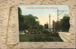 Flower Beds, Grand Avenue Park Postcard