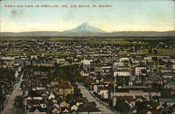 Bird's Eye View of Portland and Mt. St. Helens Oregon Postcard Postcard Postcard