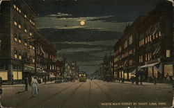 North Main Street by Night Lima, OH Postcard Postcard Postcard