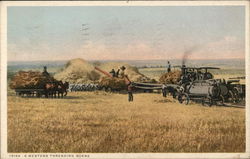 A Western Threshing Scene Postcard