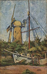 Gjoa and Windmill Painting Postcard