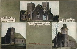 Christian, First Baptist and M. E. Churches Postcard