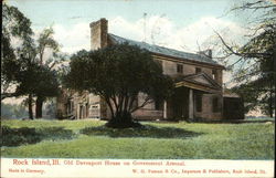 Old Davenport House on Government Arsenal Rock Island, IL Postcard Postcard Postcard