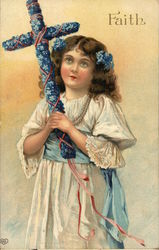 Faith-Child Holding Cross Religious Postcard Postcard Postcard