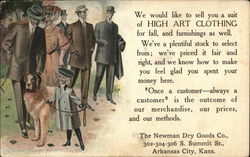 High Art Clothing - Newman Dry Goods Co. Arkansas City, KS Advertising Postcard Postcard Postcard