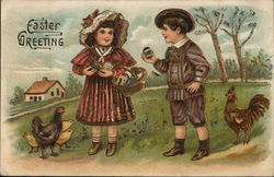 Easter Greeting With Children Postcard Postcard Postcard