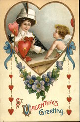 Valentine's Greetting Cupid Postcard Postcard Postcard