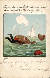 Man Inside the Mouth of a Whale: Am Somewhat Down in the Mouth Today, but Postcard