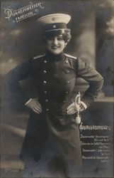 Woman in Military Uniform Postcard