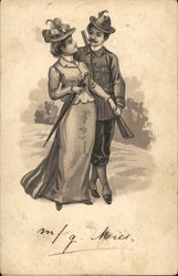 Hunter and Woman Postcard