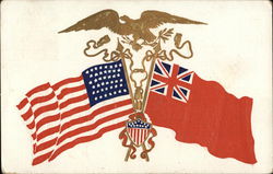 American and British Flags Postcard Postcard Postcard