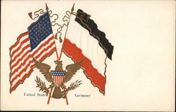 United States and Germany Flags Postcard