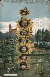 Sunflower Children Postcard