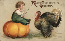 Hearty Thanksgiving Greeting Postcard