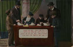 Jewish Men & children with Coins Judaica Postcard Postcard Postcard