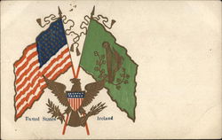 United States and Ireland Flags Postcard