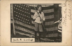 Boy in Front of Flag with Rifle Postcard