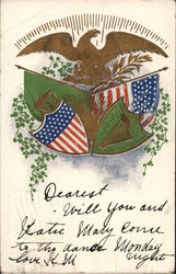 The USA & Ireland Patriotic Postcard Postcard Postcard