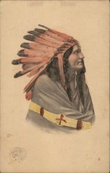 Native American with Headress Native Americana Postcard Postcard Postcard