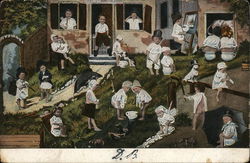 Many Babies with Chamber Pots Postcard