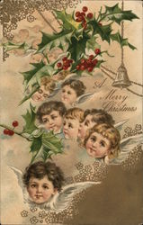 A Merry Christmas-Children with Wings Postcard Postcard Postcard