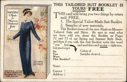 National Made-to-Measure Tailored Suits-Woman Modelling Blue Suit Advertising Postcard Postcard Postcard