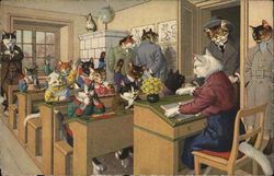 Cats in School Alfred Mainzer (Eugen Hurtong) Postcard Postcard