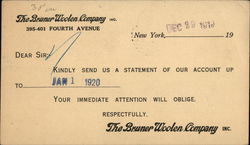 The Bruner Woolen Company New York City, NY Advertising Postcard Postcard Postcard