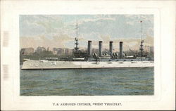 U. S. Armored Cruiser, "West Virginia" Ships Postcard Postcard Postcard