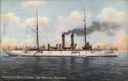 Protected Steel Cruiser Des Moines, 16.5 Knots Ships Postcard Postcard Postcard