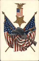 Grand Army of the Republic (GAR) Medal and Flags Memorial Day Postcard Postcard Postcard