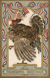 Turkey with Uncle Sam Head Postcard