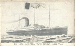 S. S. Lake Manitoba, Twin Screw, 10,000 Tons Postcard