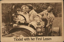 Tickled with her First Lesson Couples Postcard Postcard Postcard