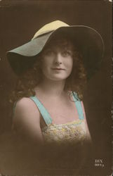 Beautiful Young Woman in Hat Postcard