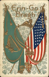 Irish and American Flags Postcard Postcard Postcard