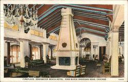 Fireplace, Edgewater Beach Hotel Postcard