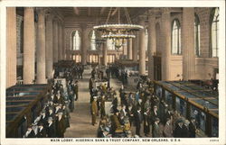 Main Lobby, Hibernia Bank and Trust Company Postcard